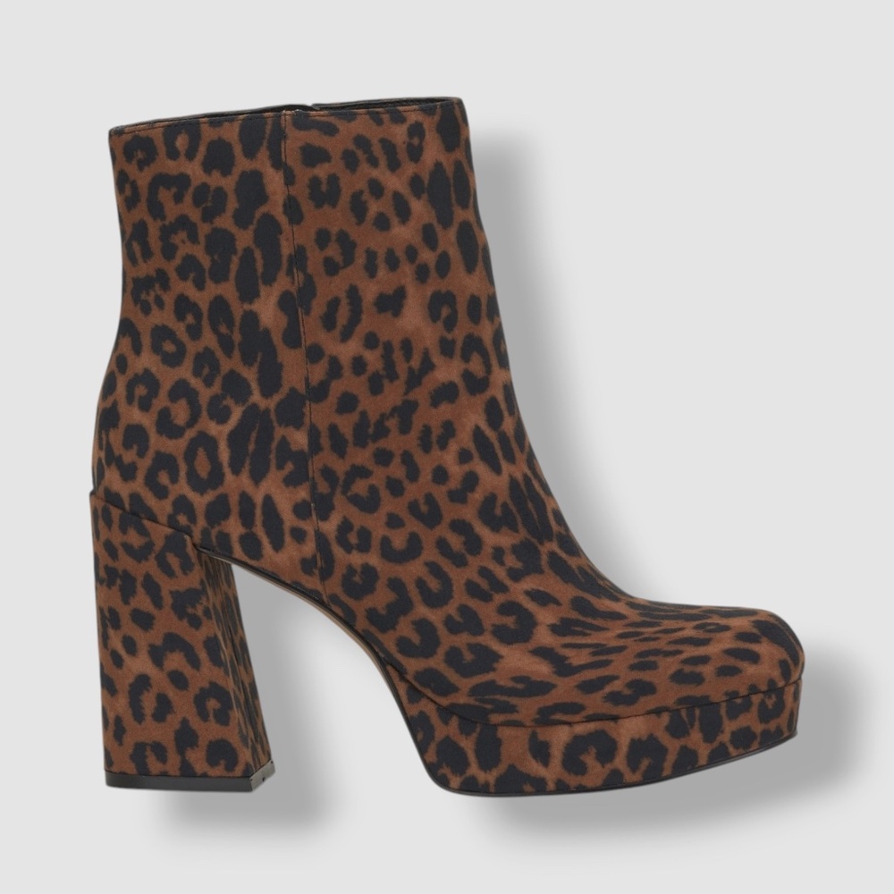 JESSICA SIMPSON Womens Animal Brown Padded Rexura Round Toe Block Heel Booties - Picture 2 of 5